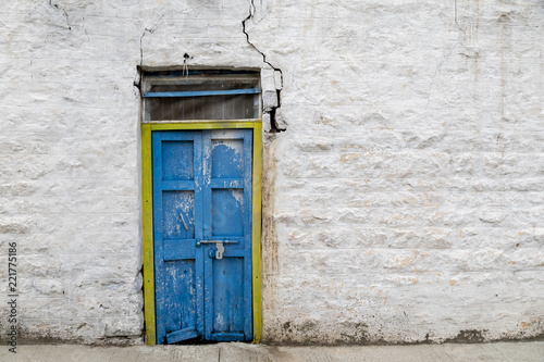 old vintage door on retro wall
