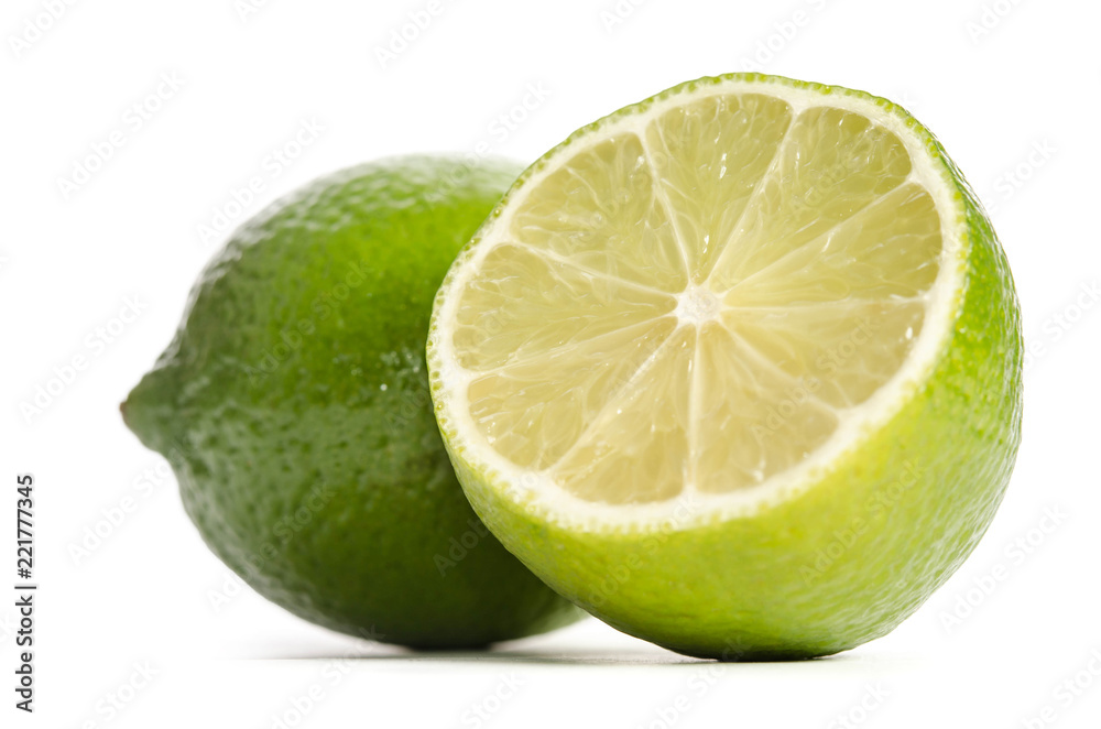 lime and half of lime isolated on white background lime and half of lime isolated on white background