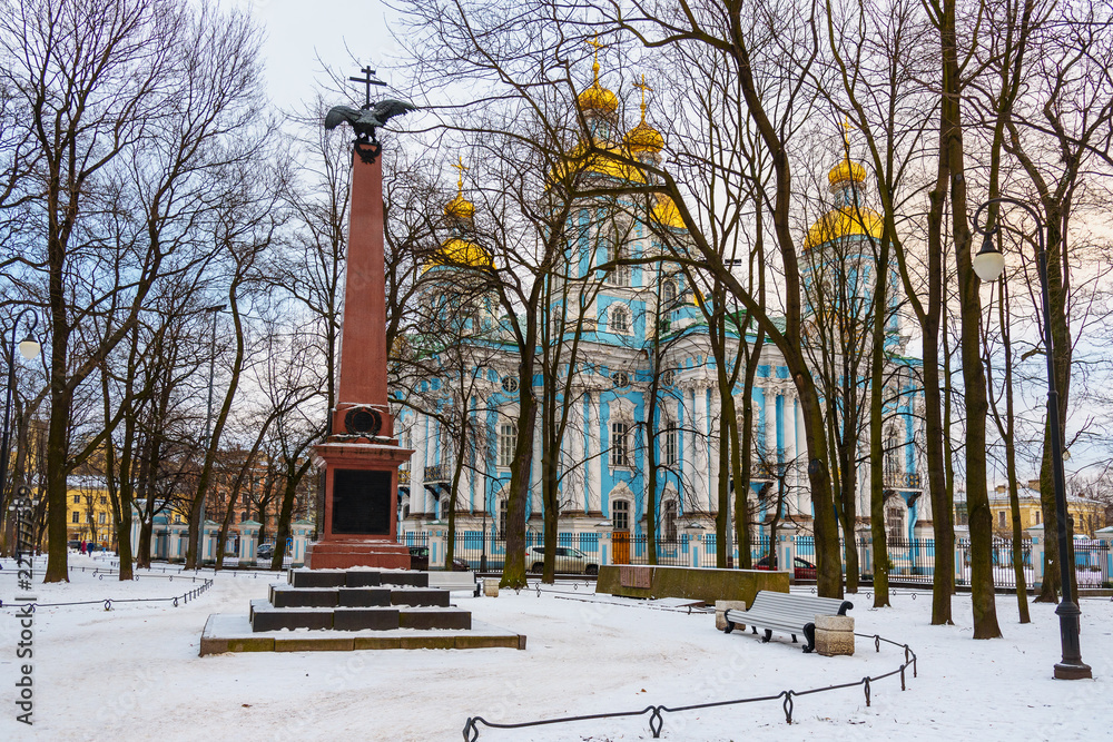 Obraz premium St. Nicholas Naval Cathedral in winter. Saint Petersburg, Russia
