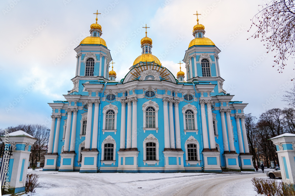 St. Nicholas Naval Cathedral in winter. Saint Petersburg, Russia