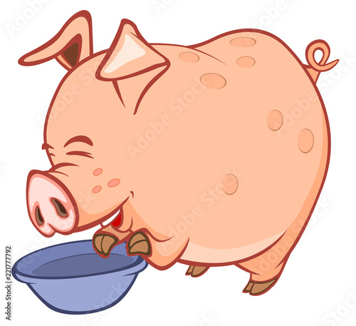 Illustration of a Cute Pig. Cartoon Character 