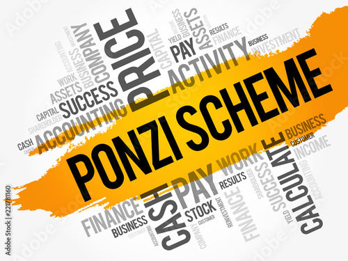 Ponzi scheme word cloud collage, business concept background