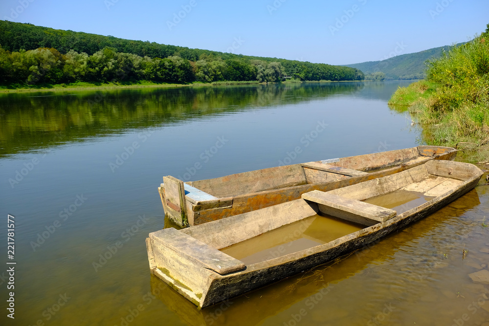 wooden boats on the river