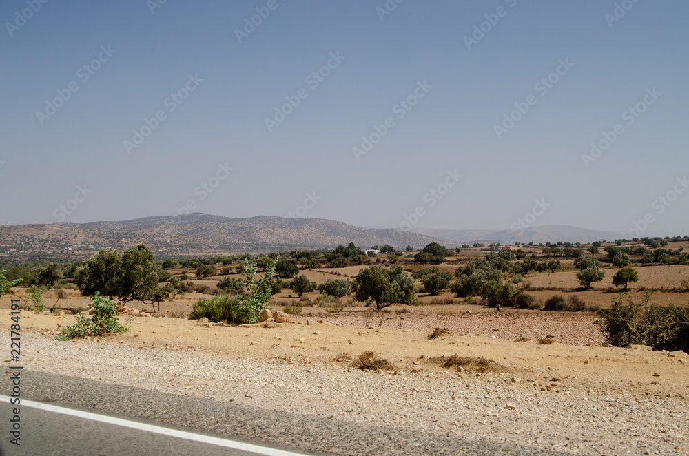 Hills in Morocco near road