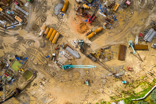 Canvas Print Top view of construction site