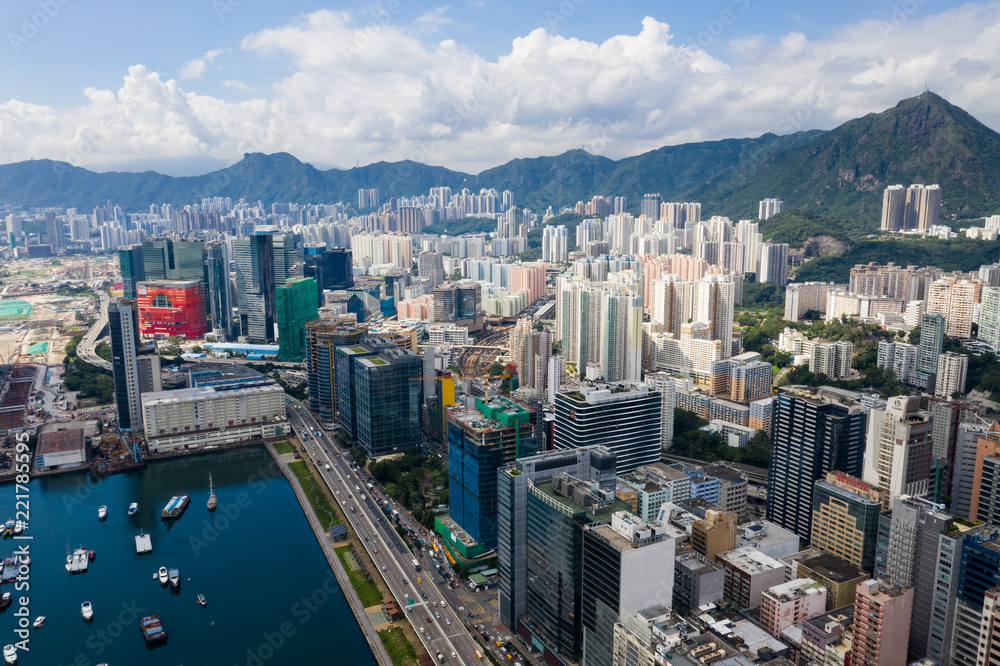 Obraz premium Aerial view of Hong Kong downtown