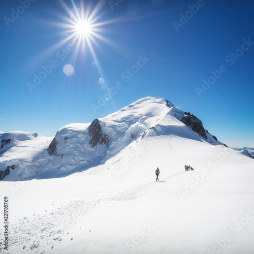 Trekking to the top of Mont Blanc mountain in French Alps © lena_serditova