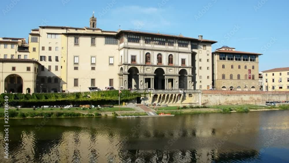 Panorama of Arno river in Florence view of the Uffizi gallery Panorama of Arno river in Florence view of the Uffizi gallery