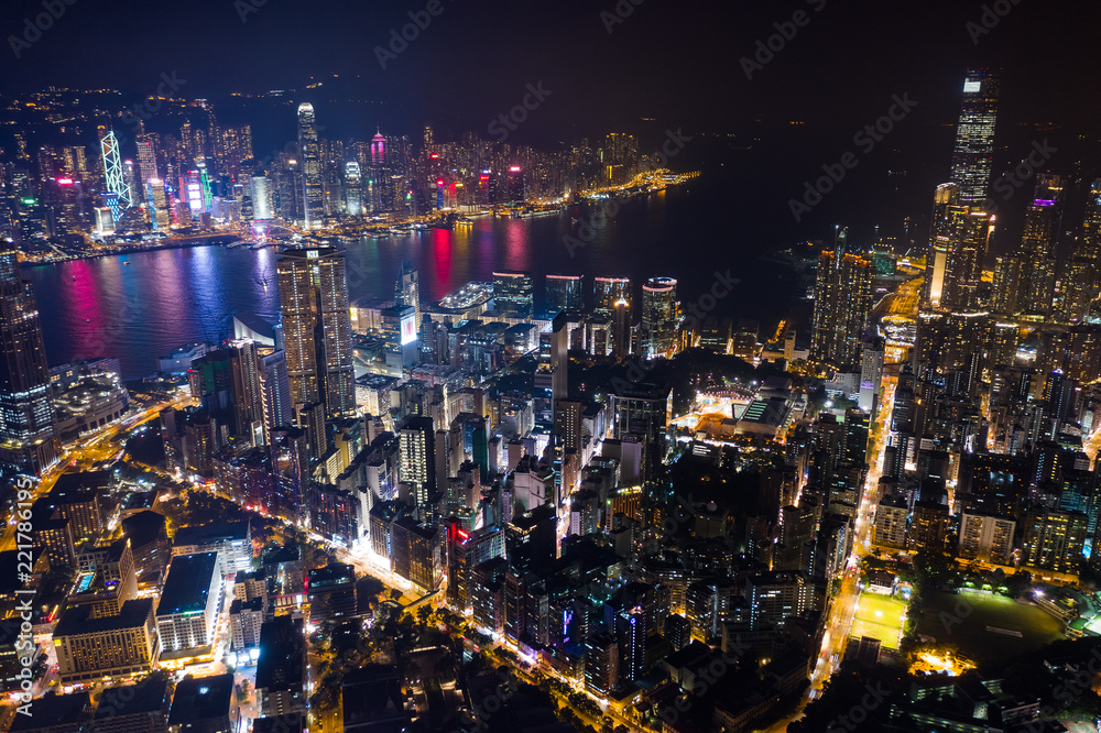 Top view of Hong Kong night Top view of Hong Kong night