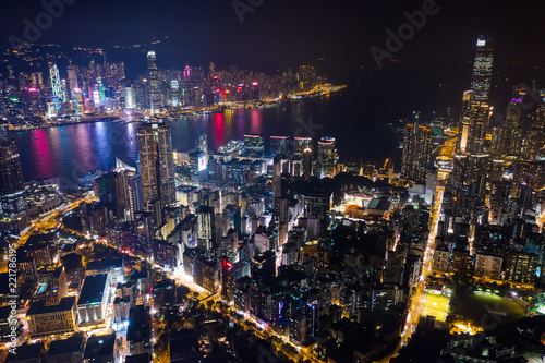 Wallpaper Mural Top view of Hong Kong night Torontodigital.ca