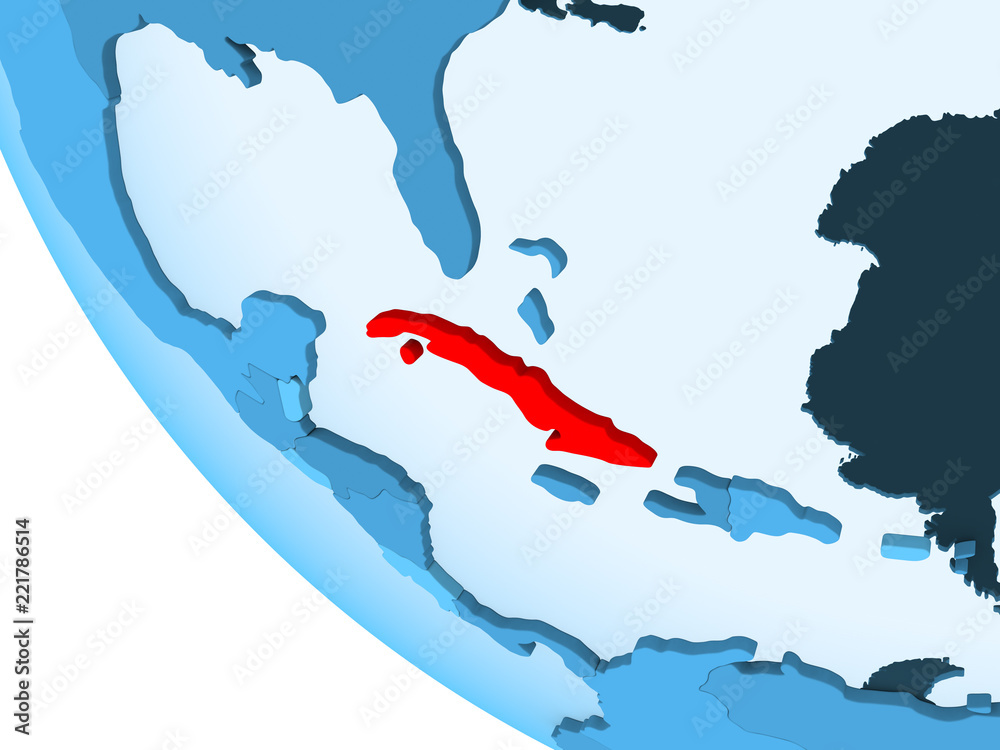 Fototapeta premium Cuba on blue political globe