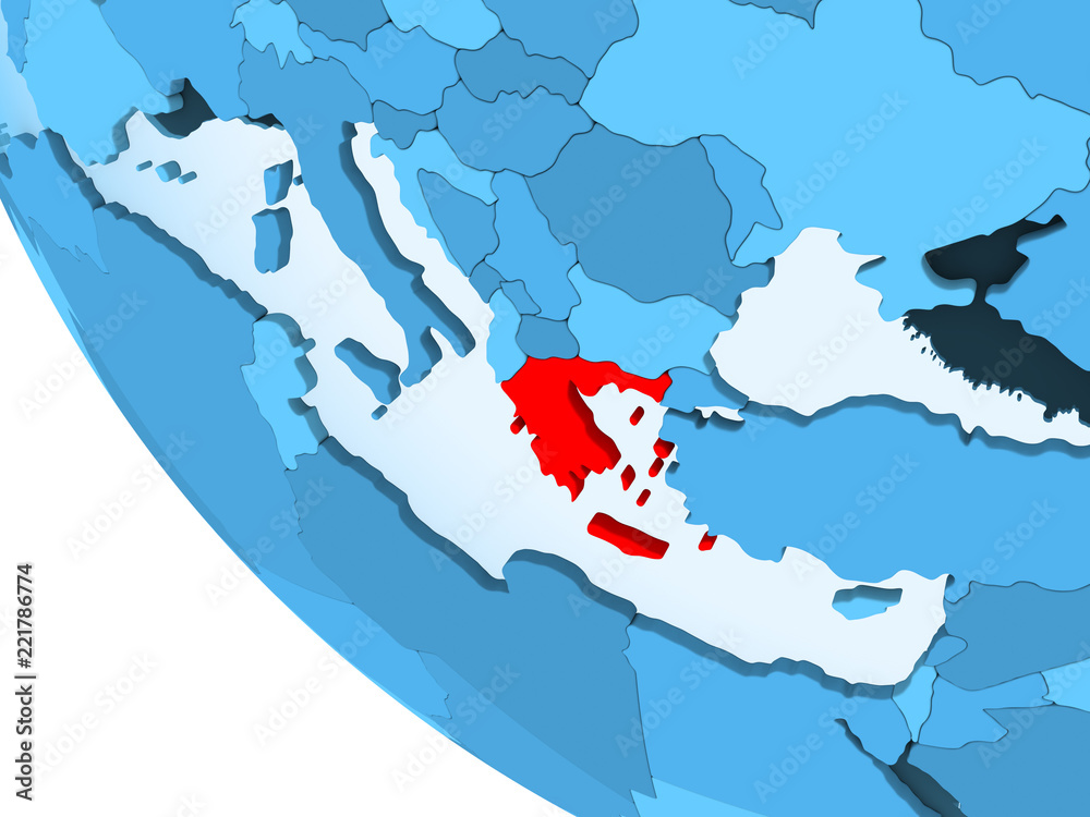 Fototapeta premium Greece on blue political globe