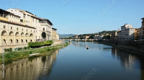 Panorama of Arno river in Florence view of the Uffizi gallery photo