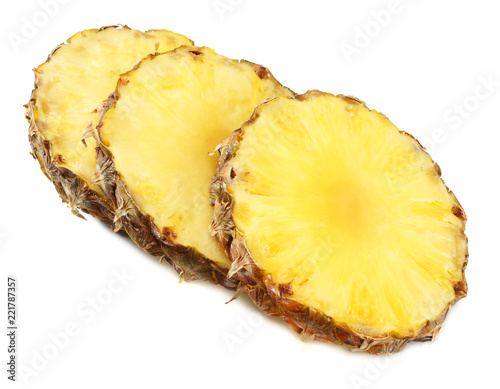 healthy background. pineapple slices isolated on white background