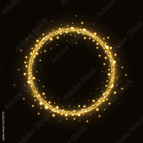 Abstract gold glittering circle frame