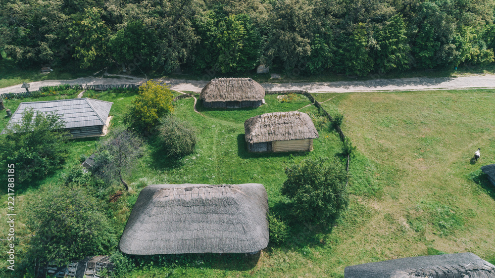 Fototapeta premium Aerial view of the old houses