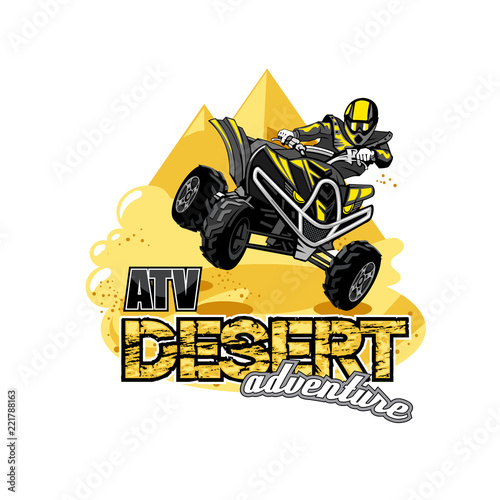 Quad Bike Off-Road ATV Logo, Desert adventure.