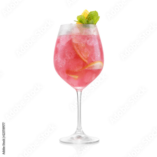 red cocktail with strawberry