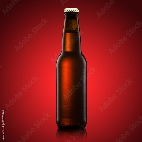 beer bottle on a red background