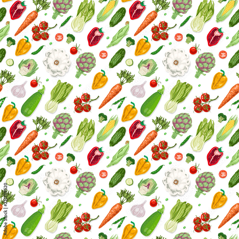 Vector seamless pattern with vegetables Vector seamless pattern with vegetables