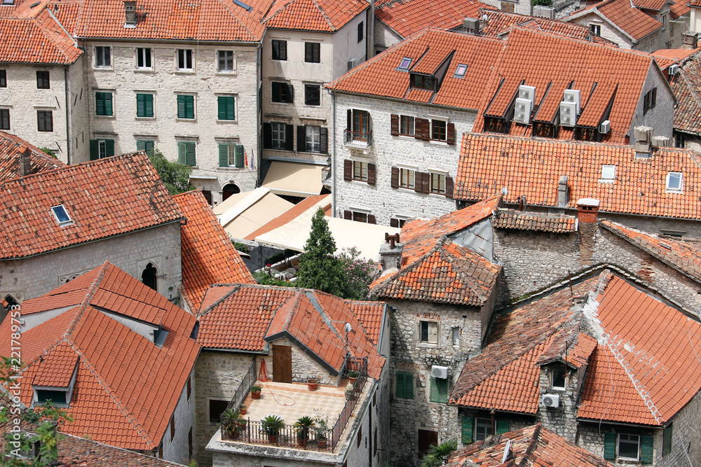 stone houses and buildings Kotor town Montenegro