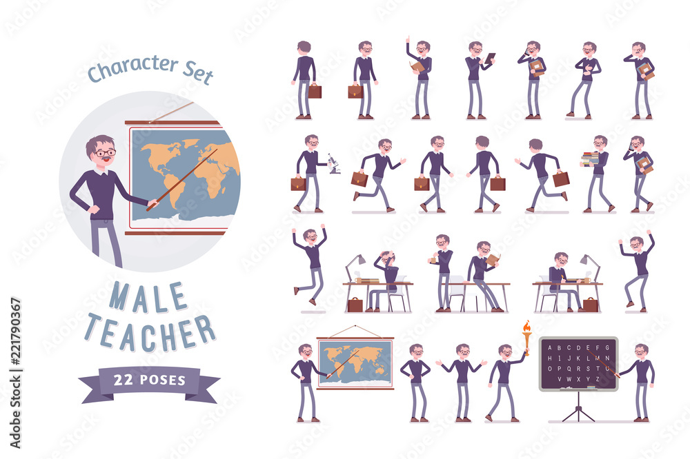Male teacher ready-to-use character set Male teacher ready-to-use character set