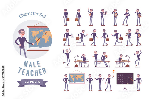 Male teacher ready-to-use character set