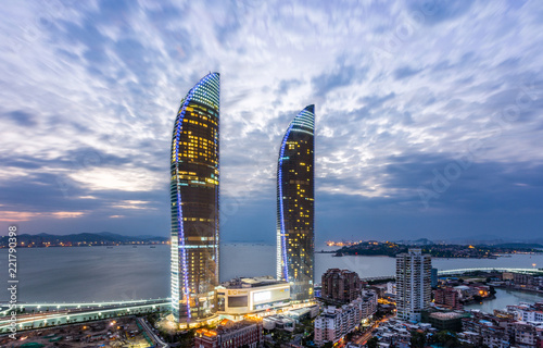 xiamen skyline at night photo