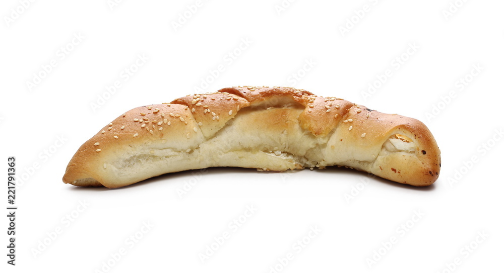 Rolls, pastry with sesame isolated on white background Rolls, pastry with sesame isolated on white background