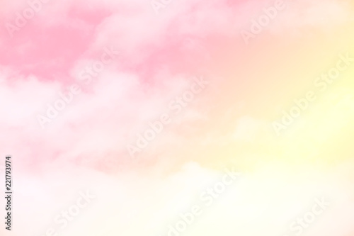 Sweet pastel colored cloud and sky with sun light, soft cloudy with gradient pastel color background.