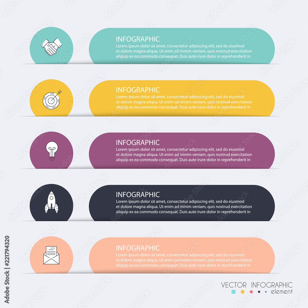 Fototapeta premium Vector info graphics for your business presentations. Can be used for website layout, numbered banners, diagram, horizontal cutout lines, web design.