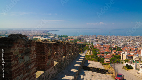Canvas Print View to ancient wall and Trigoniu tower in Thessaloniki, Greece