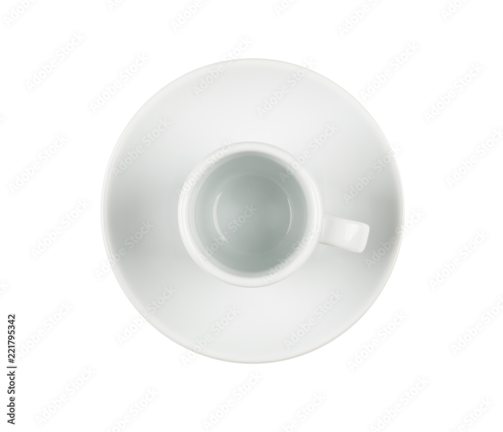 White empty, clean espresso coffee cup from above isolated on white White empty, clean espresso coffee cup from above isolated on white