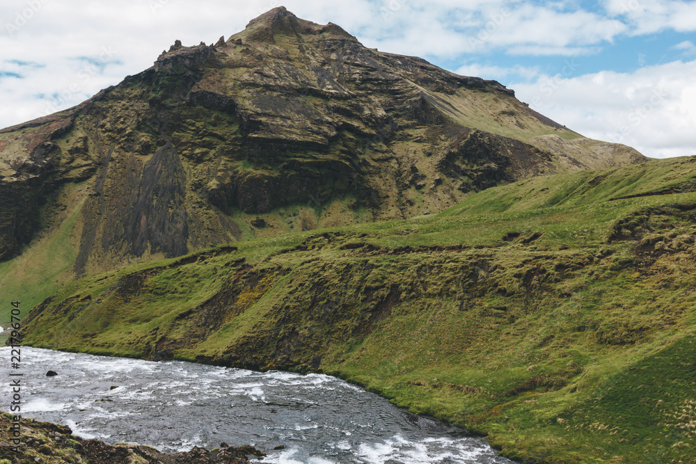 scenic view of beautiful Skoga river canyon in Iceland