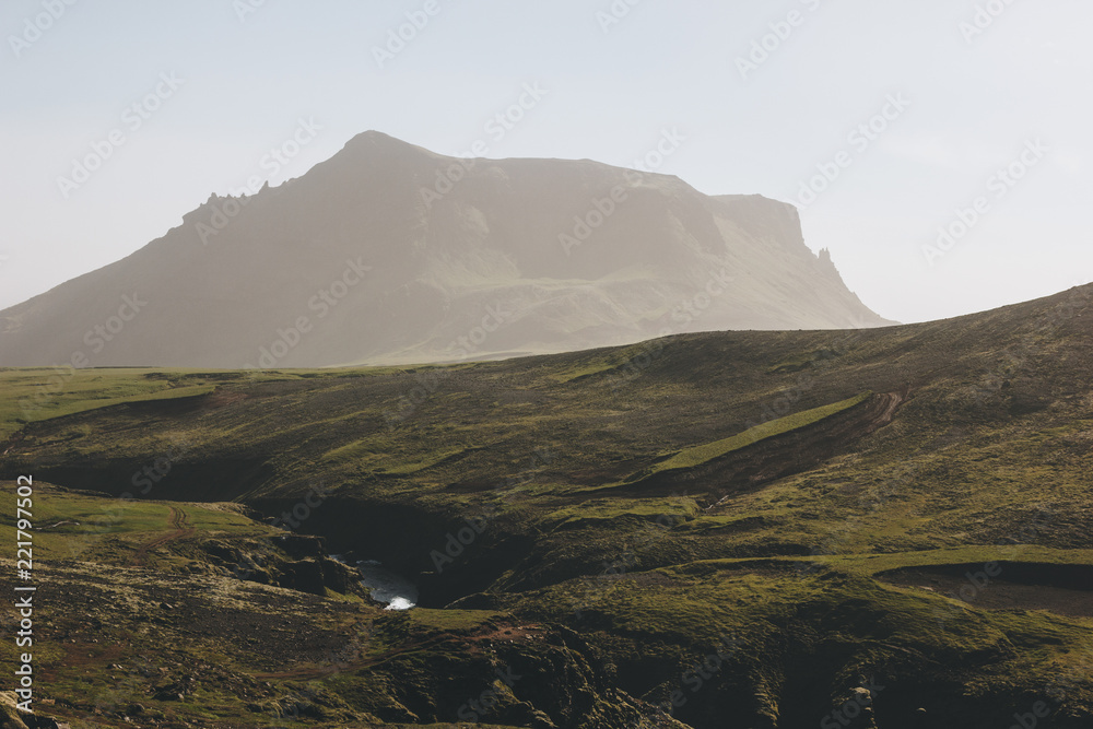 Fototapeta premium scenic view of landscape with beautiful mountain in Iceland