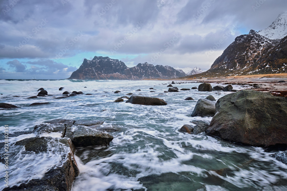 Obraz premium Beach of fjord in Norway