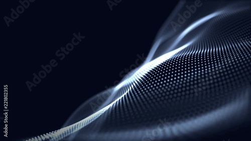 Digital wave background abstract title dark blue blurred animation of particle seamless.