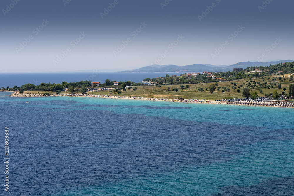 Aerial view on sithonian coastline, Greece
