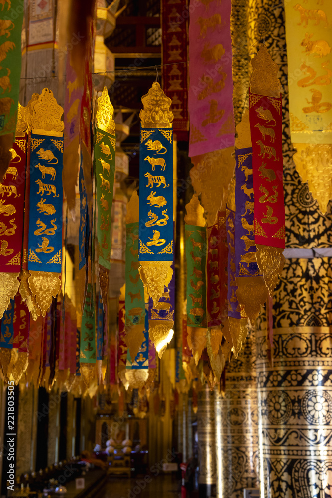 Buddhist Temple gold and colourful year of the decoration