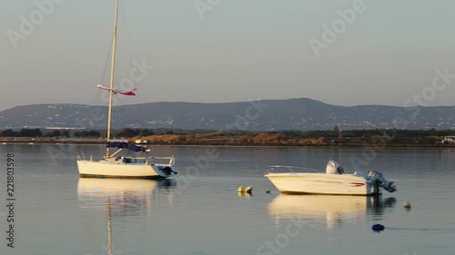 View from far across the river Ria Formosa airport Faro.