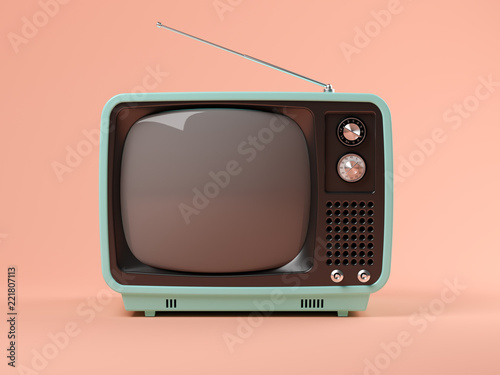 Blue tv on pink background 3D illustration photo