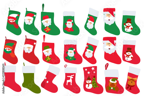 christmas sock for gift, set, collection