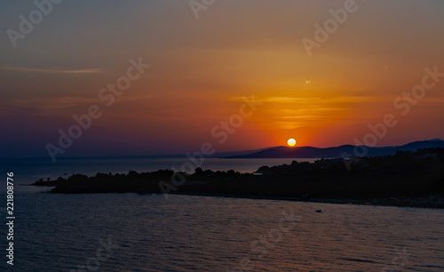 Sunset over Aegean sea, Sithonia, Greece
