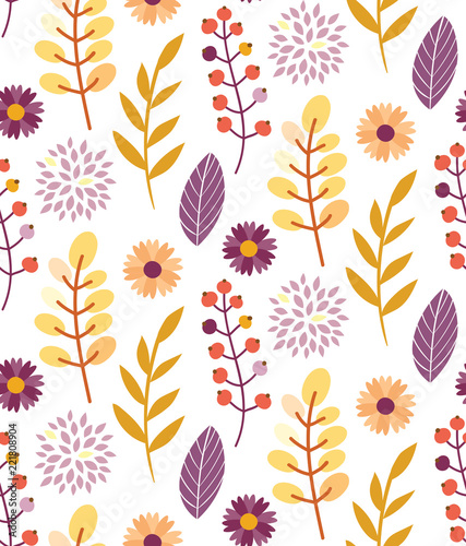 Autumn leaves flat design pattern background © jane55