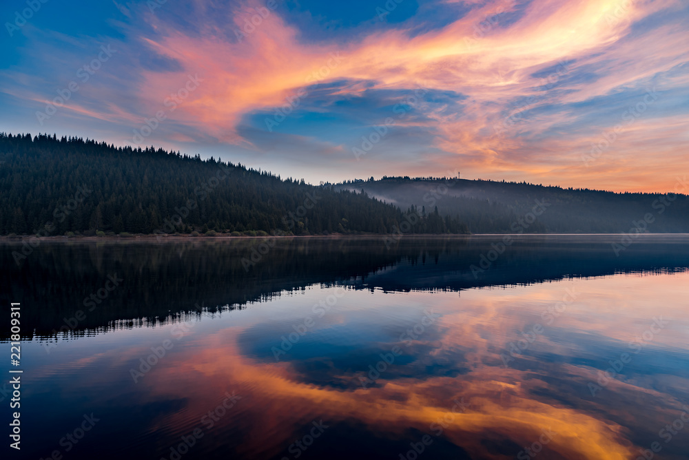 Mountain lake before sunrise 