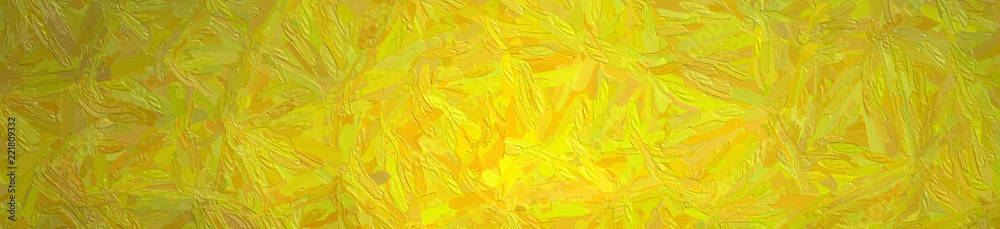 Illustration of yellow and black Impasto with long brush strokes banner background.
