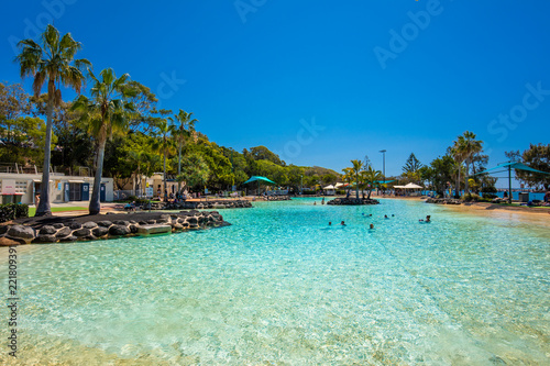 Brisbane, AUS - Sept 09, 2018: Settlement Cove Lagoon on sunny day, Redcliffe, Brisbane, Australia