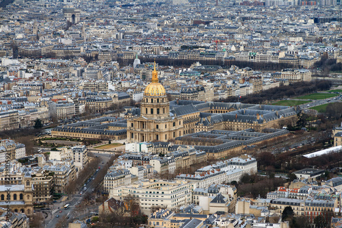 Beautiful aerial view on the golden dome of Invalides in Paris, France   © dennisvdwater