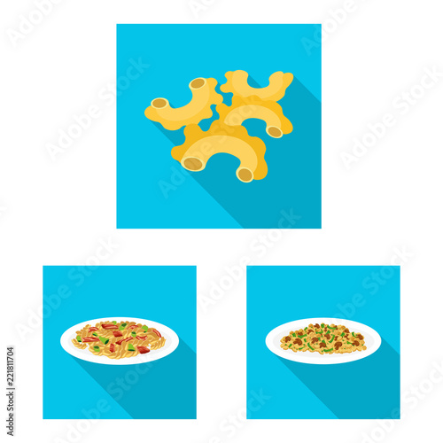 Isolated object of pasta and carbohydrate symbol. Collection of pasta and macaroni stock vector illustration.