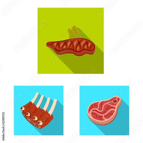 Isolated object of meat and ham logo. Collection of meat and cooking stock symbol for web.